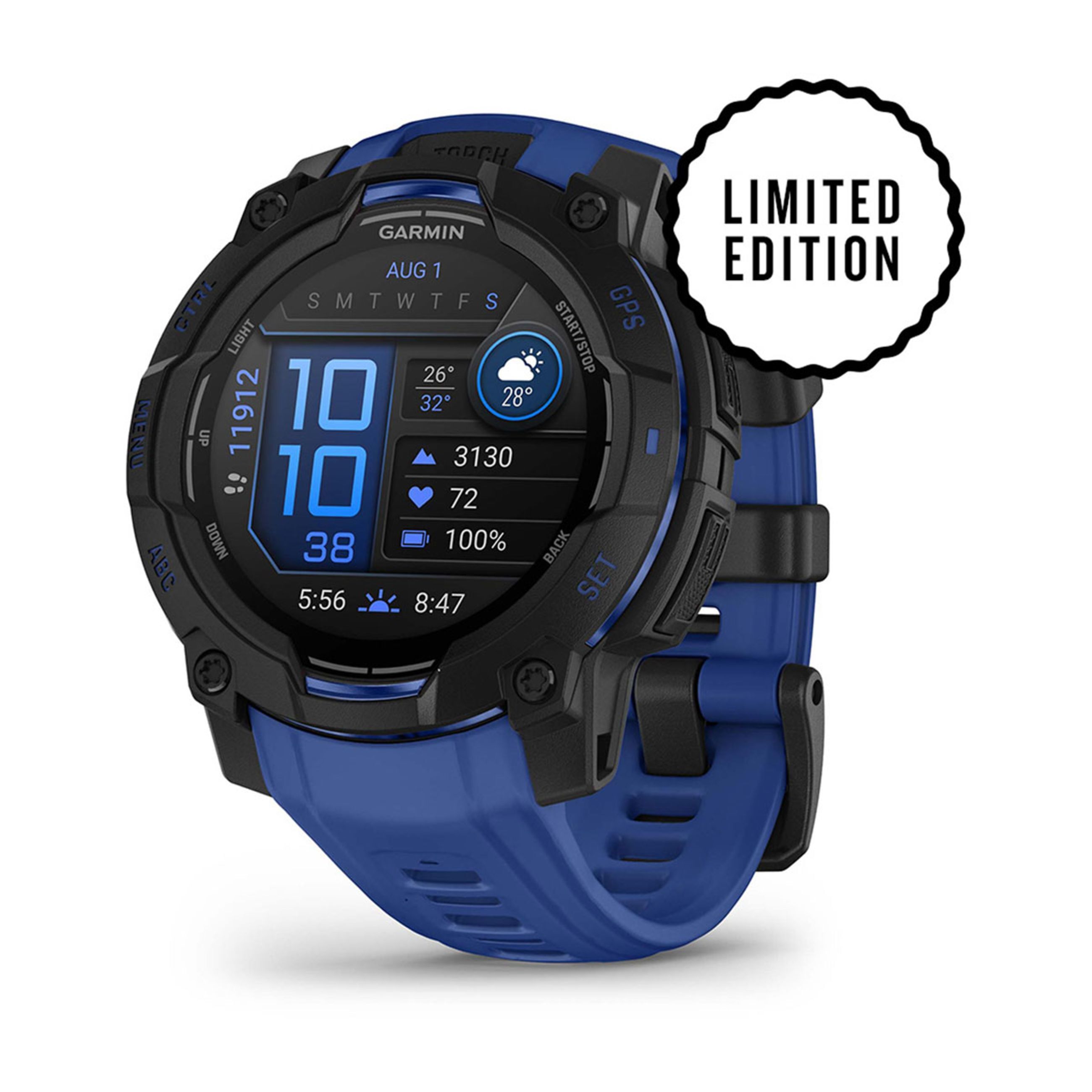 Instinct E β 45 Mm - Black With Bolt Blue/Black Band