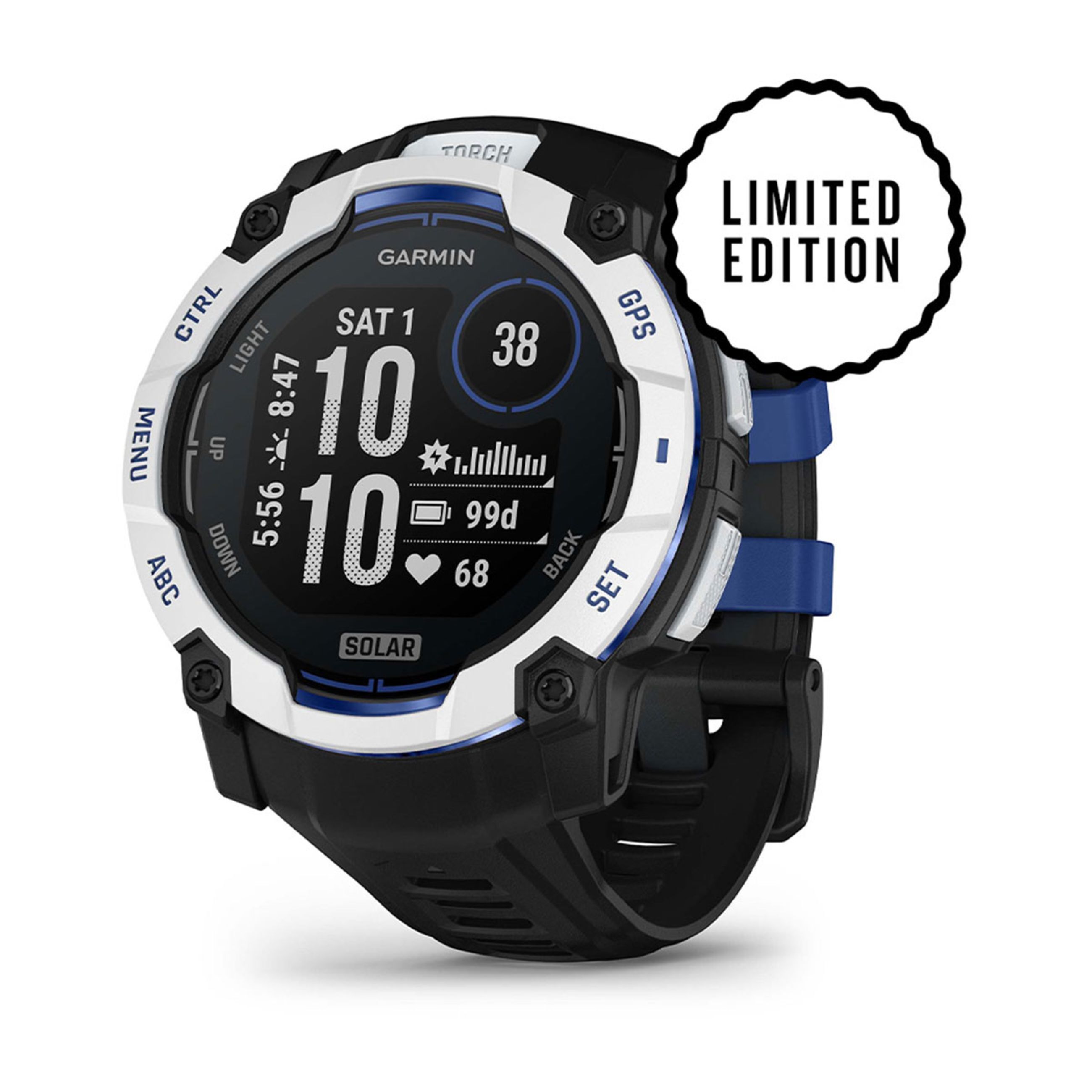 Instinct E – 45 Mm - Whitestone With Black/Bolt Blue Band