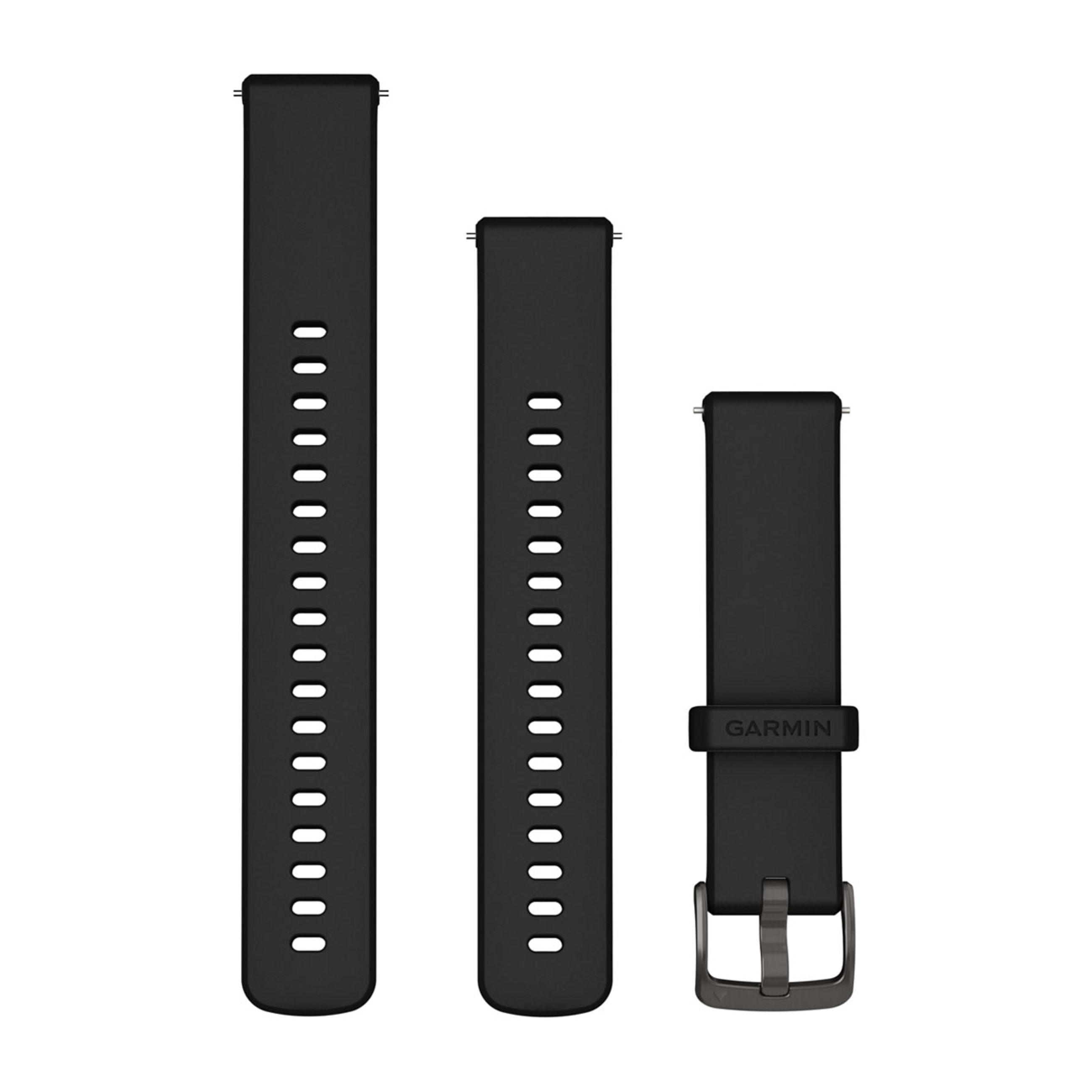 Quick Release Bands (18 Mm) - Black Silicone With Slate Hardware
