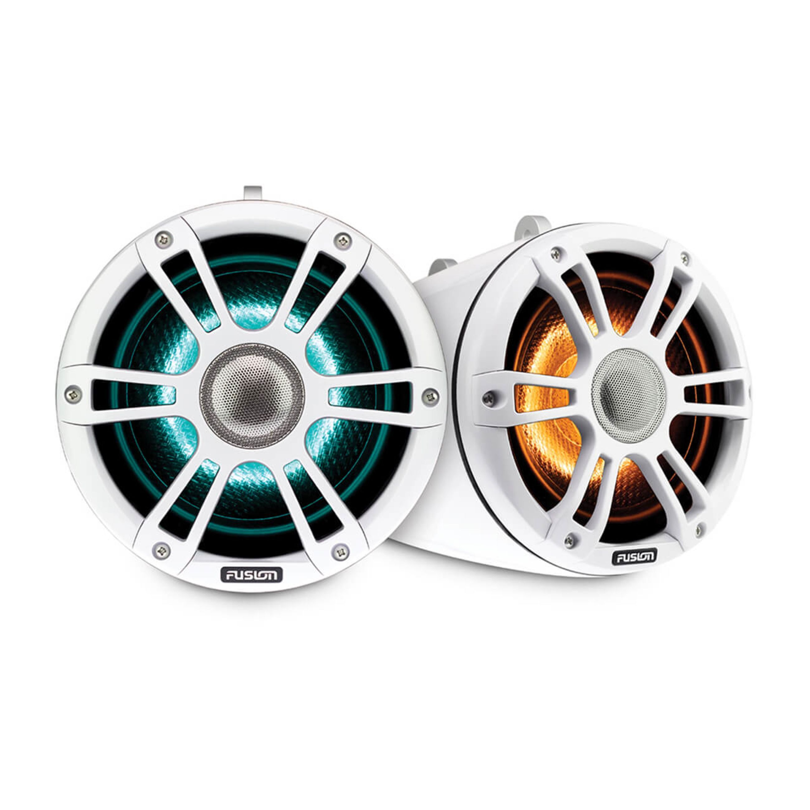 Fusion Signature Series 3 Marine Wake Tower Speakers - 6.5" 230 Watt Sports White Marine Wake Tower Speakers (Pair) With Crgbw