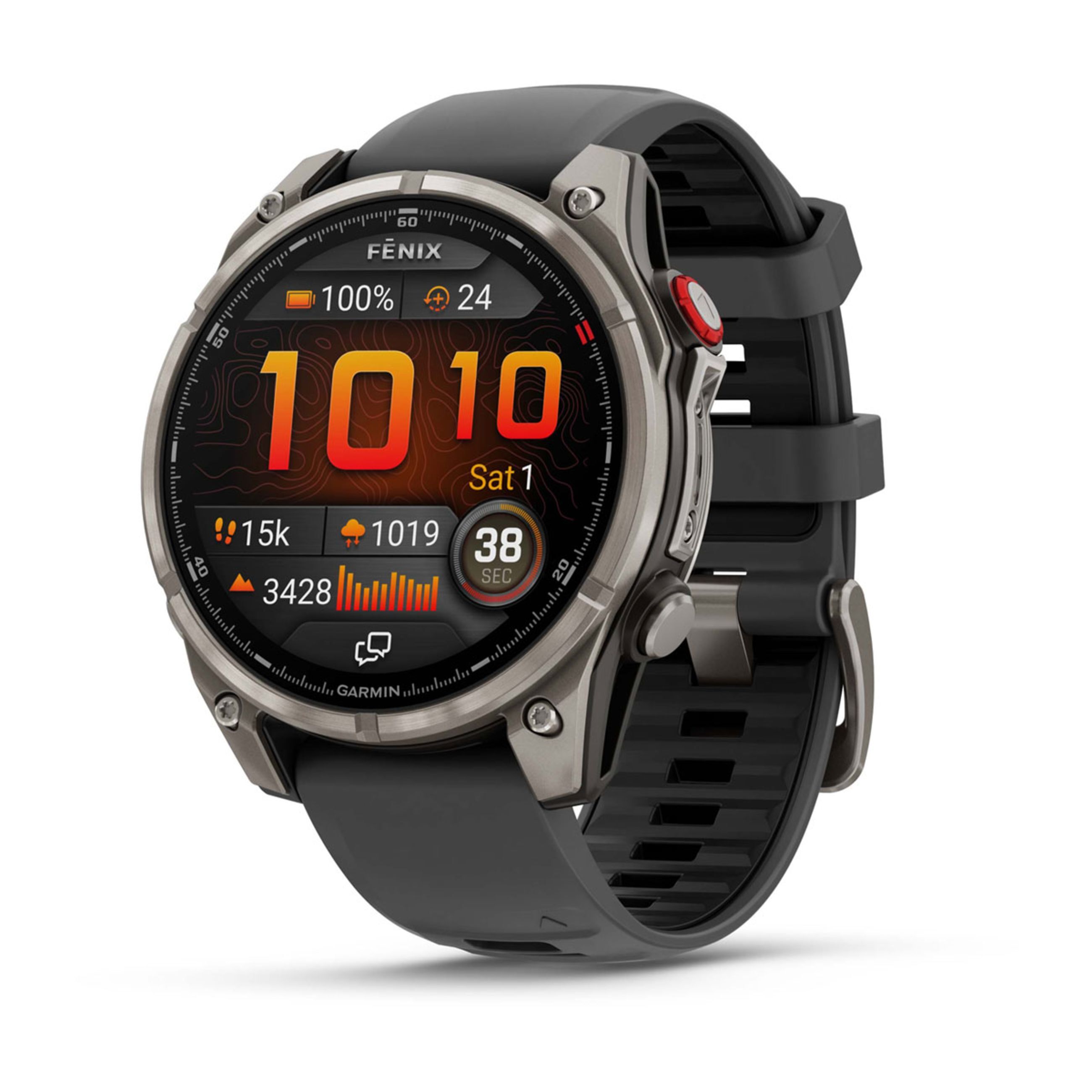 FēNix 8 – 43 Mm, Amoled - Sapphire, Titanium With Graphite/Black Silicone Band