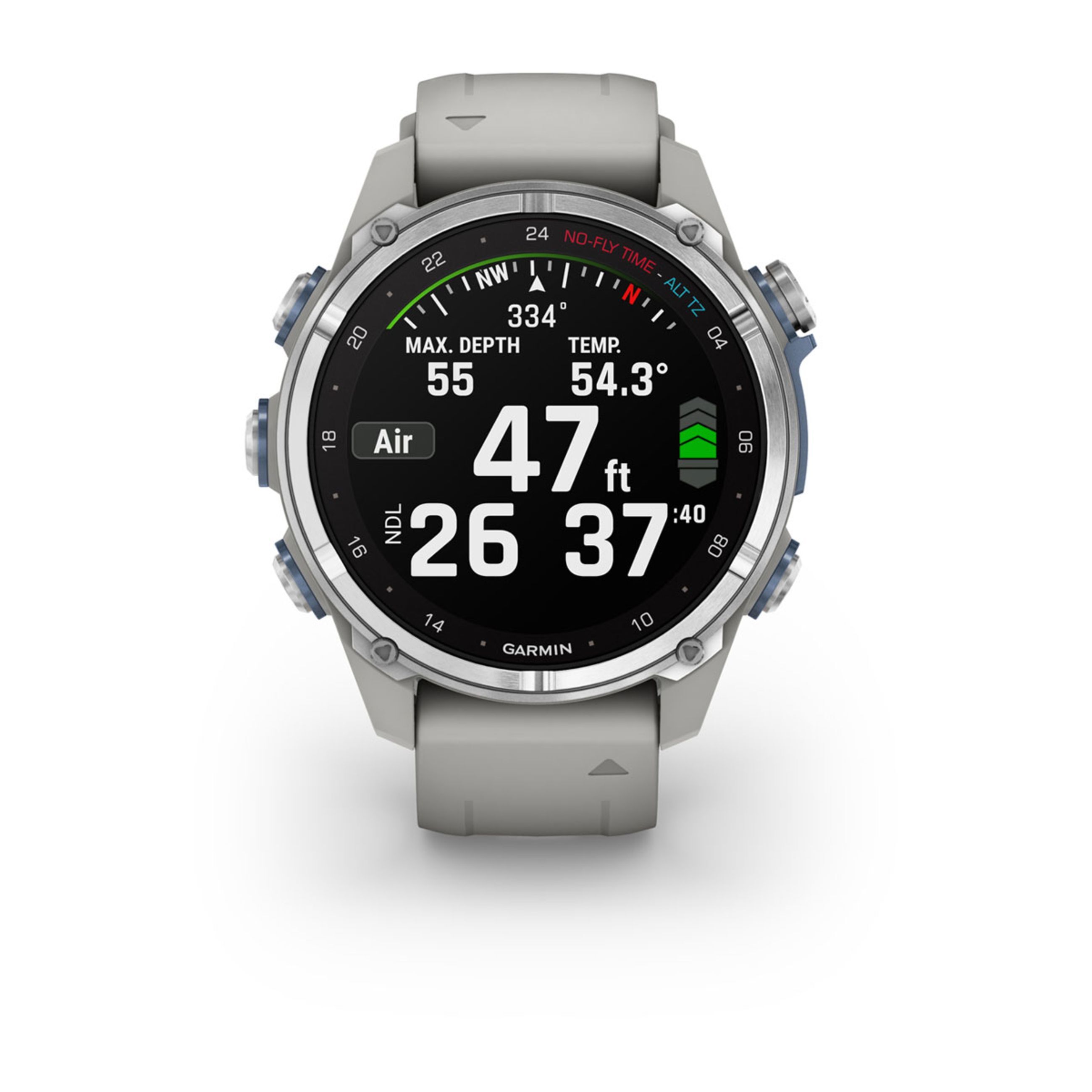 Descent Mk3 β 43 Mm - Stainless Steel With Fog Gray Silicone Band - Image 4