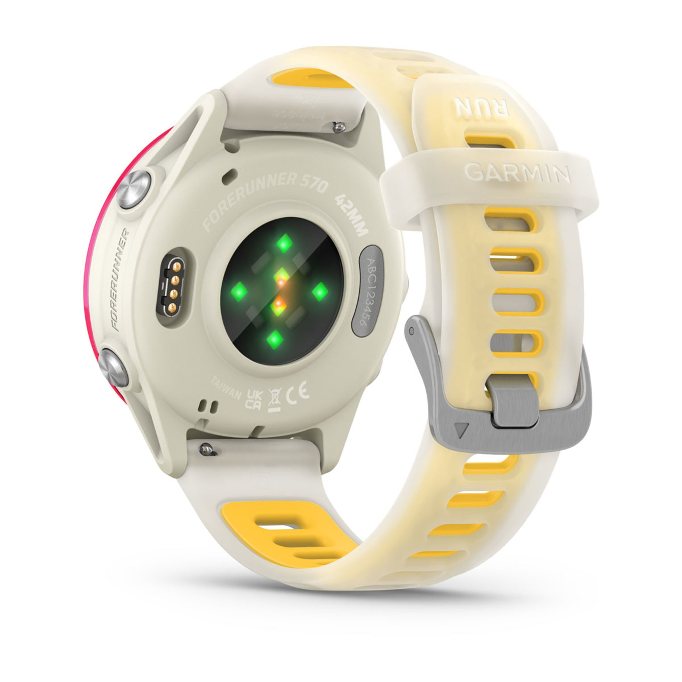 Forerunner 570 - 42Mm - Raspberry Aluminum With Translucent Bone/Mango Band - Image 7