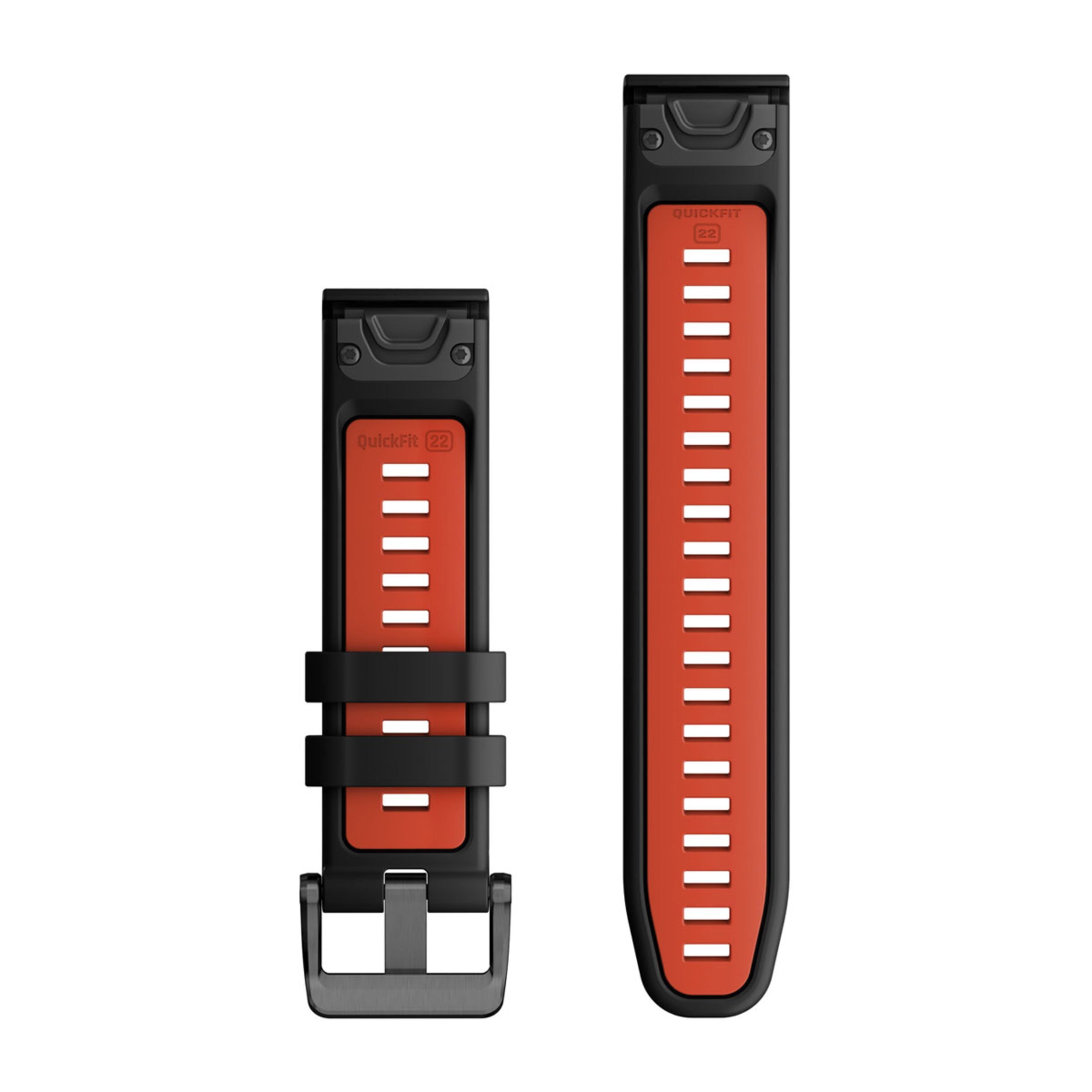 Alternative view of Quickfit 22 Watch Straps - Black/Flame Red Silicone