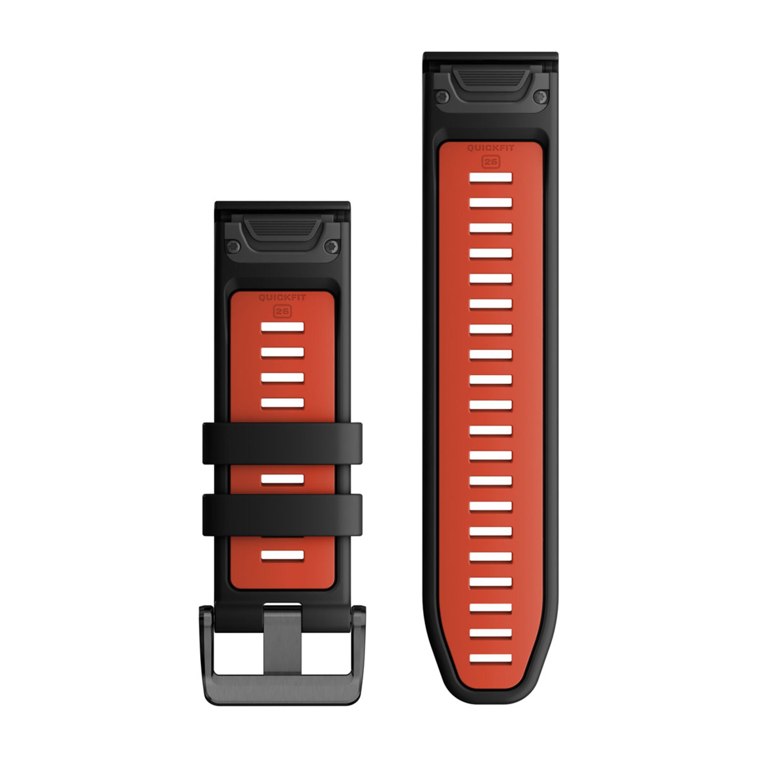 Alternative view of Quickfit 26 Watch Bands - Black/Flame Red Silicone