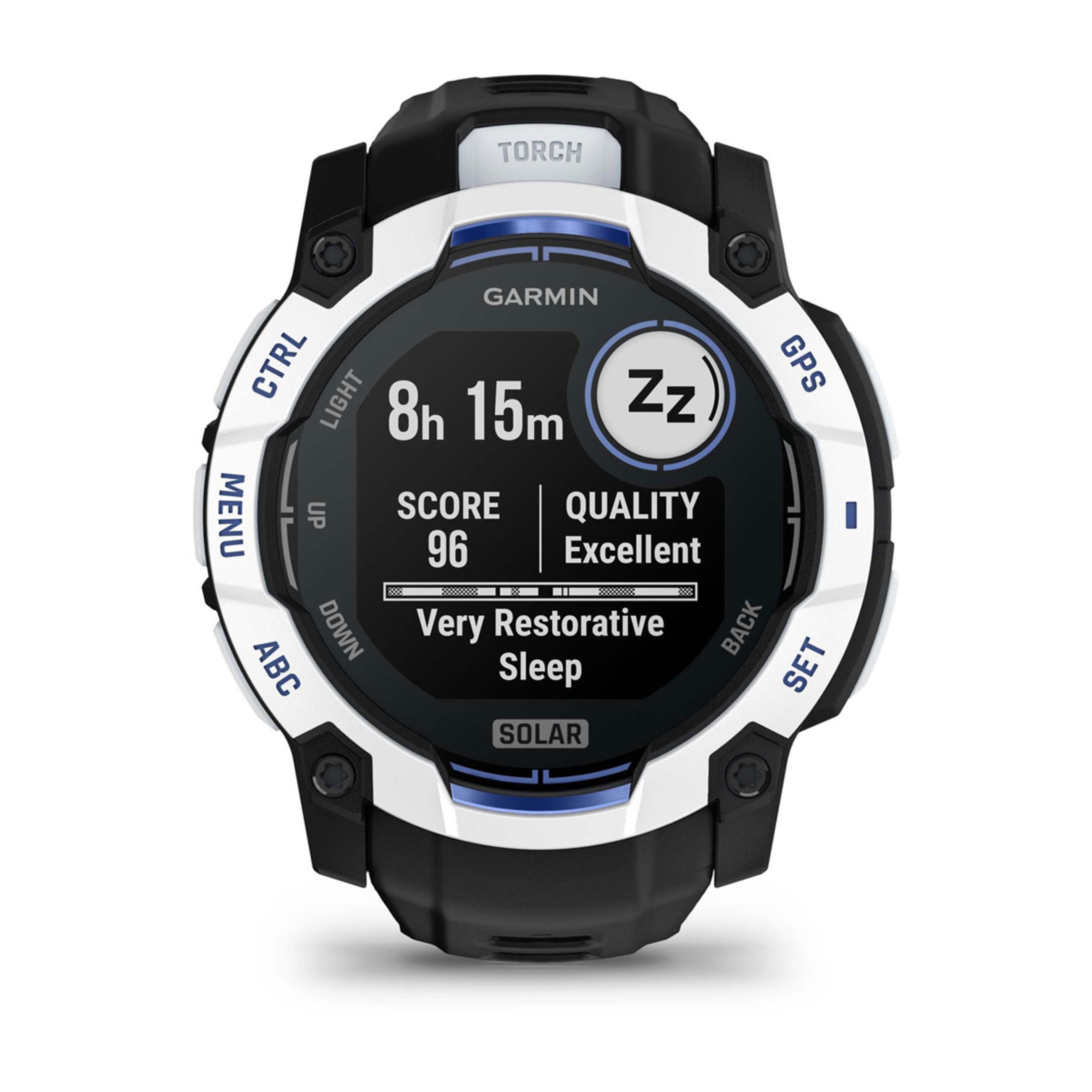 Instinct E – 45 Mm - Whitestone With Black/Bolt Blue Band - Image 12